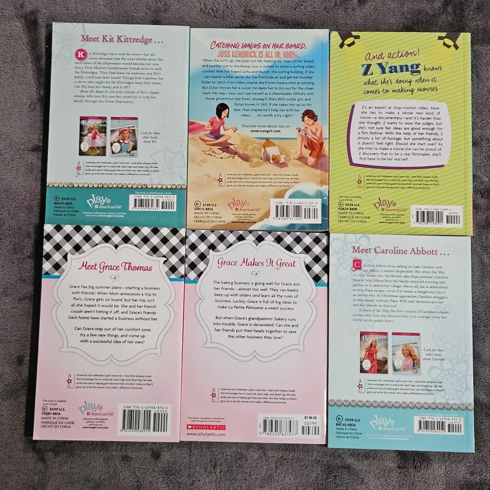 American Girl Lot of 6: Kit, Joss,‎ Z Yang, Grace, Caroline, Girl of the Year